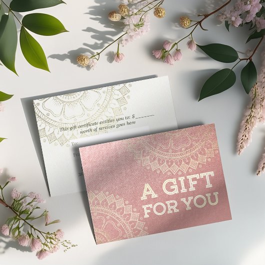 Yoga Meditation Instructor Pink Gold Foil Mandala Kortingskaartje