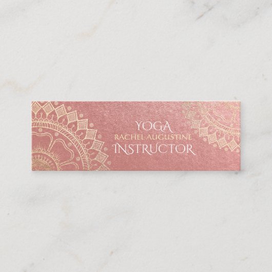 Yoga Meditation Instructor Pink Gold Foil Mandala Mini Visitekaartje (Voorkant)