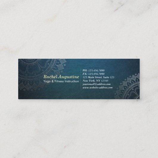 Yoga Meditation Instructor Pink Gold Foil Mandala Mini Visitekaartje (Achterkant)