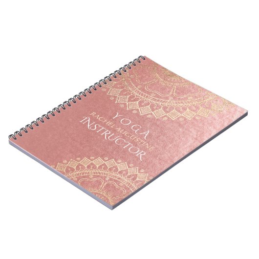 Yoga Meditation Instructor Pink Gold Foil Mandala Notitieboek (Linkerzijde)