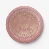 Yoga Meditation Instructor Pink Gold Foil Mandala Papieren Bordje (Voorkant)