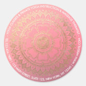 Yoga Meditation Instructor Pink Gold Foil Mandala Ronde Sticker (Voorkant)