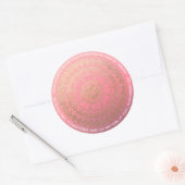 Yoga Meditation Instructor Pink Gold Foil Mandala Ronde Sticker (Envelop)