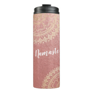 Yoga Meditation Instructor Pink Gold Foil Mandala Thermosbeker