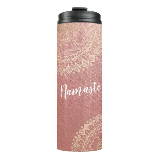 Yoga Meditation Instructor Pink Gold Foil Mandala Thermosbeker (Voorkant)