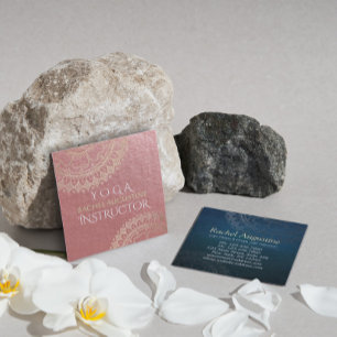 Yoga Meditation Instructor Pink Gold Foil Mandala Vierkante Visitekaartje