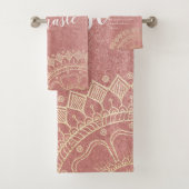 Yoga Meditation Instructor Pink Gold Mandala Quote Bad Handdoek (Insitu)