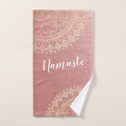 Yoga Meditation Instructor Pink Gold Mandala Quote Bad Handdoek (Handdoek)