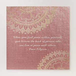 Yoga Meditation Instructor Pink Gold Mandala Quote Legpuzzel
