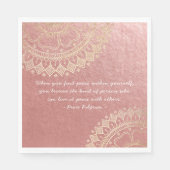 Yoga Meditation Instructor Pink Gold Mandala Quote Servet (Voorkant)
