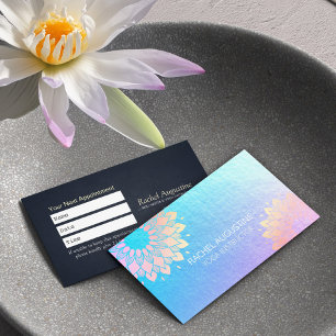 Yoga Meditation Instructor Roos Blue Gold Mandala Afsprakenkaartje
