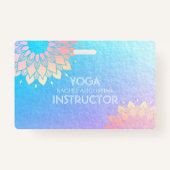 Yoga Meditation Instructor Roos Blue Gold Mandala Badge (Achterkant)