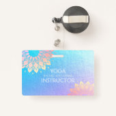 Yoga Meditation Instructor Roos Blue Gold Mandala Badge (Achterkant met intrekbare)