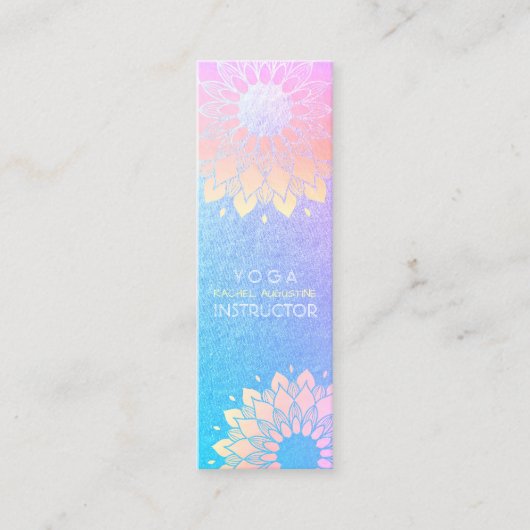 Yoga Meditation Instructor Roos Blue Gold Mandala Mini Visitekaartje (Voorkant)