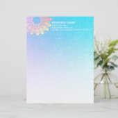 Yoga Meditation Instructor Roos Gold Foil Mandala Briefhoofd (Staand voorkant)