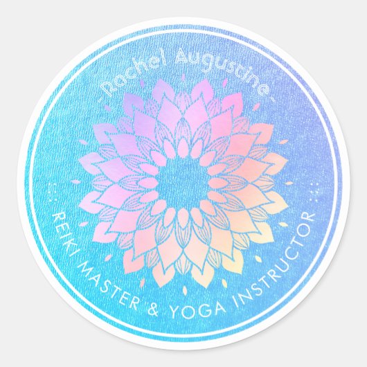 Yoga Meditation Instructor Roos Gold Foil Mandala Ronde Sticker (Voorkant)