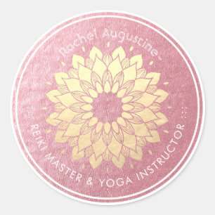 Yoga Meditation Instructor Roos Gold Mandala Lotus Ronde Sticker
