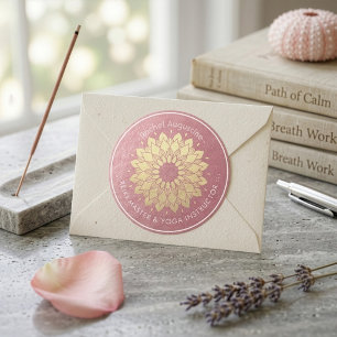 Yoga Meditation Instructor Roos Gold Mandala Lotus Ronde Sticker
