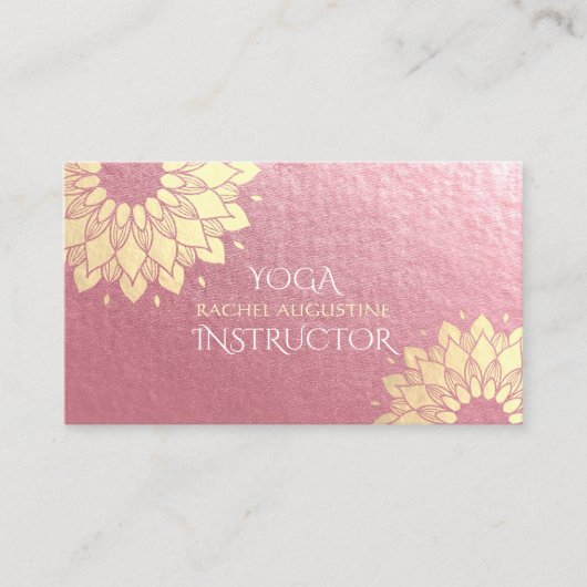 Yoga Meditation Instructor Roos Gold Mandala Lotus Visitekaartje (Voorkant)