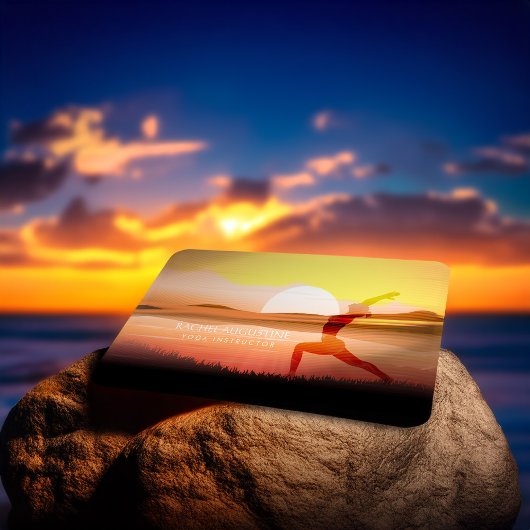 Yoga Meditation Instructor Sunset Half Moon Pose Visitekaartje