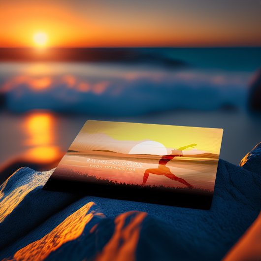 Yoga Meditation Instructor Sunset Half Moon Pose Visitekaartje