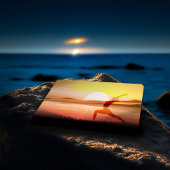 Yoga Meditation Instructor Sunset Half Moon Pose Visitekaartje