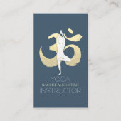 Yoga Meditation Instructor Tree Pose Gold OM Sign Visitekaartje (Voorkant)