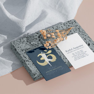 Yoga Meditation Instructor Tree Pose Gold OM Sign Visitekaartje