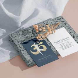 Yoga Meditation Instructor Tree Pose Gold OM Sign Visitekaartje