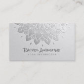 YOGA Meditation Instructor White en Silver Mandala Visitekaartje (Voorkant)