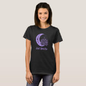 Yoga Meditation Just Breathe Paarse Lotus Flower T-shirt (Voorkant volledig)