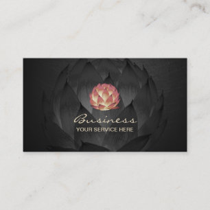 Yoga & Meditation Lotus Logo Elegant Black Floral Visitekaartje