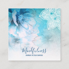 *~* Yoga Meditation Mandala Reiki Floral Glitter Vierkante Visitekaartje