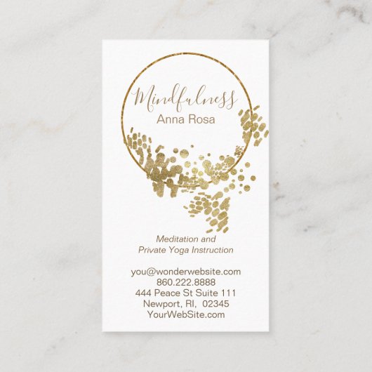 *~* Yoga Meditation Mindfulness Lotus Gold Glitter Visitekaartje (Achterkant)