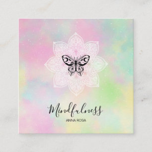 *~* Yoga Meditation Mindfulness Mandala Butterfly Vierkante Visitekaartje