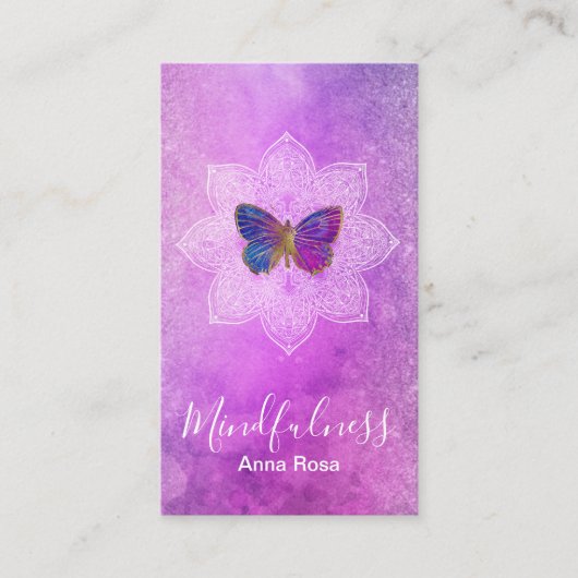 ** Yoga Meditation Mindfulness Mandala Butterfly Visitekaartje (Voorkant)