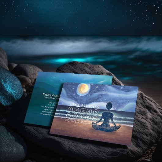 Yoga Meditation Moon Light Sky Ocean 10 Class Pass Afsprakenkaartje