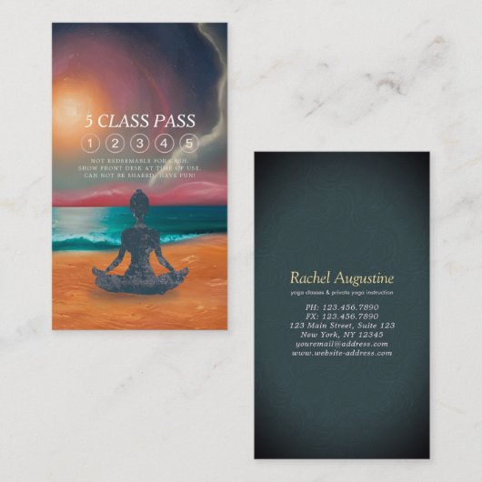 Yoga Meditation Moon Sky Ocean Beach 5 class pass Klantenkaartje (Voorkant / Achterkant)