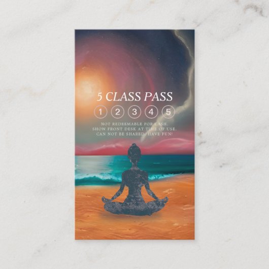 Yoga Meditation Moon Sky Ocean Beach 5 class pass Klantenkaartje (Voorkant)