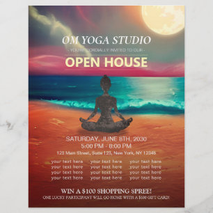 Yoga Meditation Moonlight Ocean Beach Open Flyer