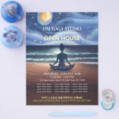 Yoga Meditation Moonlight Ocean Beach Open House Flyer (Enkel)