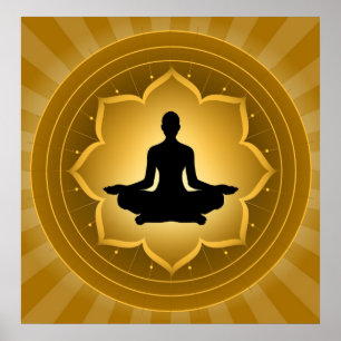 Yoga - Meditation on Lotus Background Poster