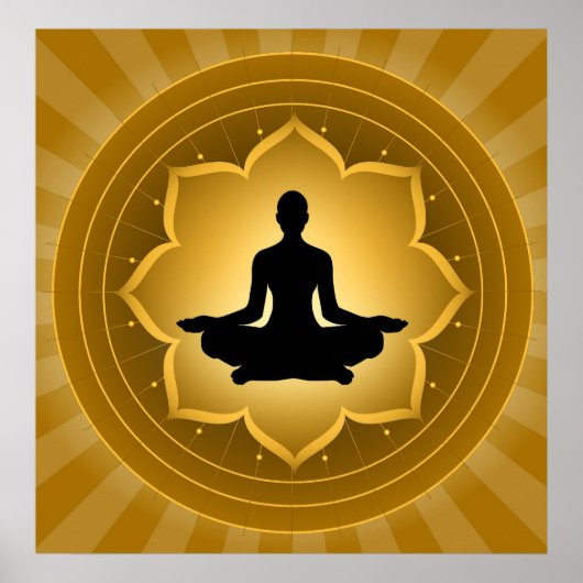 Yoga - Meditation on Lotus Background Poster (Voorkant)
