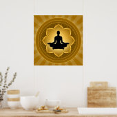 Yoga - Meditation on Lotus Background Poster (Keuken)