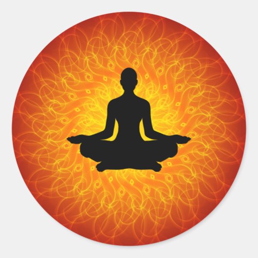 Yoga - Meditation on Mandala Ronde Sticker (Voorkant)