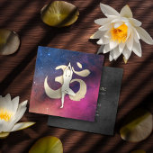 Yoga Meditation Pose Gold OM Symbol Galaxy Nebula Vierkante Visitekaartje