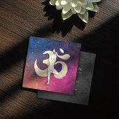 Yoga Meditation Pose Gold OM Symbol Galaxy Nebula Vierkante Visitekaartje