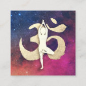 Yoga Meditation Pose Gold OM Symbol Galaxy Nebula Vierkante Visitekaartje (Voorkant)