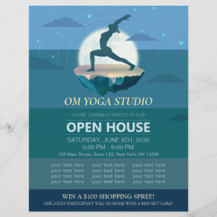 Yoga Meditation Pose Moon Flying Open House Flyer