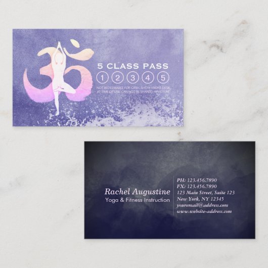 Yoga Meditation Pose Om Sign Class Pass Klantenkaartje (Voorkant / Achterkant)